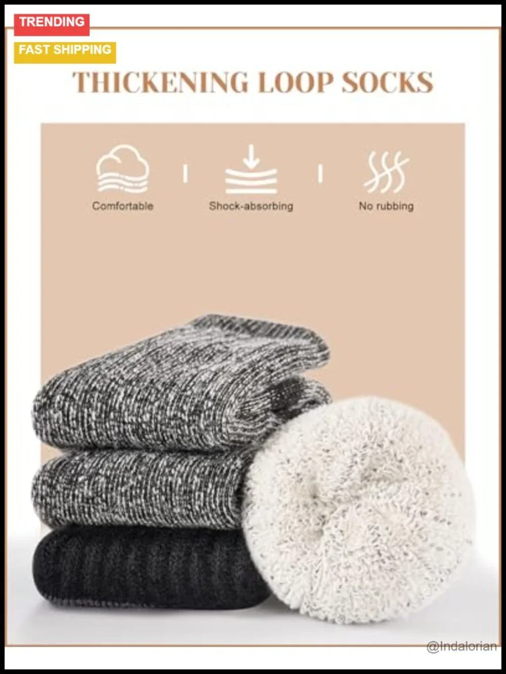 Merino Wool Thermal Socks, 3 Pairs, Winter Boot Socks for Hiking
